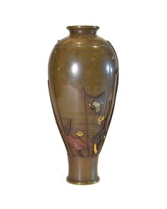Vase Japonais en bronze Meiji époque XIXème
