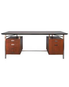 Bureau présidentiel palissandre et chrome années 1960