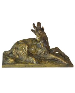 Bronze animalier au mouflon à patine médaille par Fratin XIXème