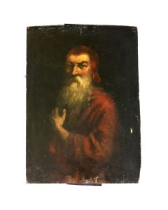 Portrait d'homme d'église barbu tunique rouge début XIXème OVNI