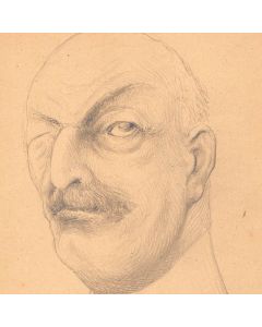 Dessin original portrait caricature au crayon sur papier début XXème 