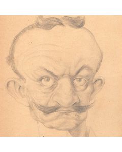 Dessin original portrait caricature au crayon sur papier Comte J.H von Bernstorff début XXème