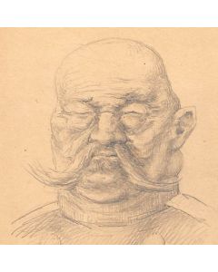 Dessin original portrait caricature au crayon sur papier Maréchal Von Hindenburg