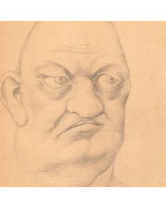 Dessin original portrait caricature au crayon Maréchal Von Bulow sur papier début XXème 