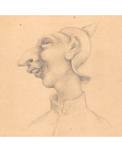 Dessin original portrait caricature du Kronprinz au crayon sur papier début XXème 