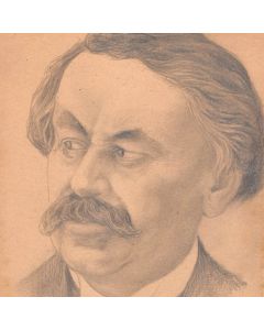Dessin original portrait A. Briand au crayon sur papier début XXème 