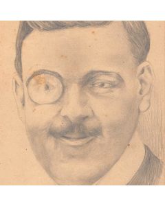 Dessin original portrait au crayon sur papier début XXème 