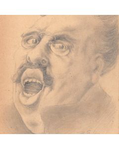 Dessin original portrait de Karl Liebknecht au crayon sur papier début XXème 