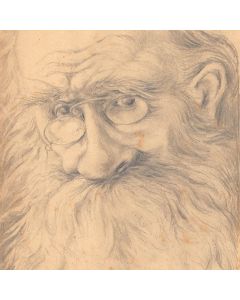 Dessin original portrait caricature au crayon sur papier de Kurst Eisner début XXème 