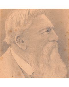 Dessin original portrait au crayon sur papier d'Auguste Rodin début XXème 
