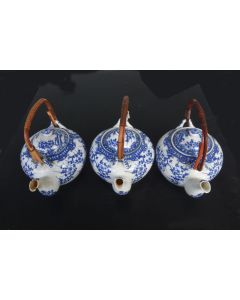 Service à thé en porcelaine Japonaise blanc bleu