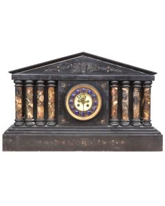 Pendule architecturale en onyx noir marbre époque XIXème