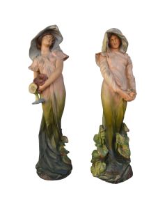 Statuette Art Nouveau vers 1900 par Luigi Vergnano "Les violettes" 