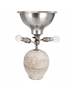 Lampe en céramique et métal à 2 feux années 50