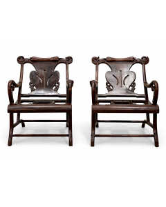 Fauteuils paire en bois exotique époque 1900