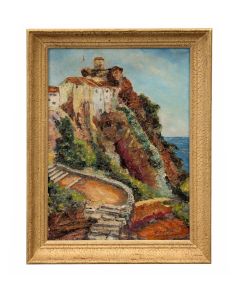 Peinture &agrave; l'huile sur toile de paysage 20eme