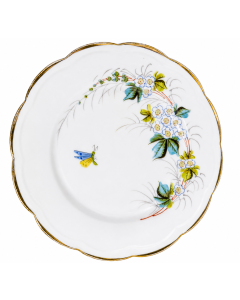 Série d'assiettes à dessert en porcelaine décor papillons