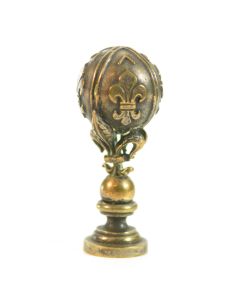 Sceau à cacheter (seal) de collection sphère aux lys XIXème bronze T.S