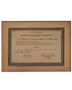 Distinction officier d'académie Beaux Arts au peintre Corse Marcel Poggioli