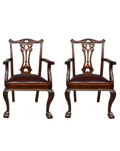 Fauteuil style Chippendale 1900 en acajou (paire)