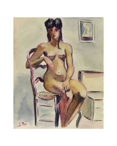 Nu école Française à l'aquarelle par L. Mattei époque 1920/1950