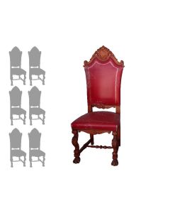 Chaises style Renaissance skaï rouge fin XIXème (série de 6)