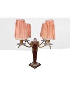 Lampe 1940 bronze et palissandre 4 feux