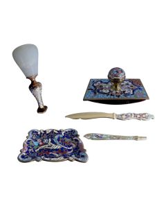 Set de bureau bronze et cloisonné de Paris XIXème