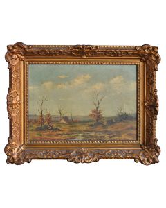 Peinture ancienne huile sur toile paysage XIXème