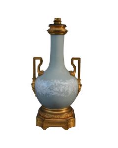 Lampe céladon montée en bronze doré aux feuilles Napoléon III