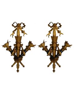 Appliques aux flambeaux bronze style Louis XVI (paire)