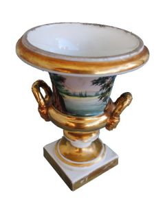 Vase XIXème porcelaine de Paris peinte dorée