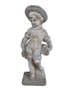 Statuette ciment jeune garçon au chapeau 71 cm