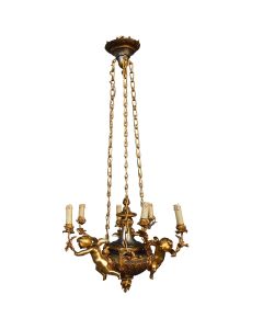 Lustre aux bébés bronze doré Napoléon III 