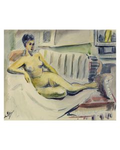 Nu école Française à l'aquarelle par L. Mattei époque 1920/1950