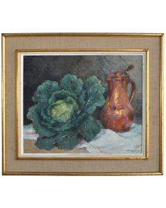 Nature morte au chou et pot en cuivre par Albert Régagnon (1874-1961)