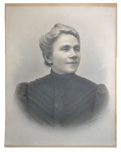 Photo ancienne portrait rehaussé fusain XIXème