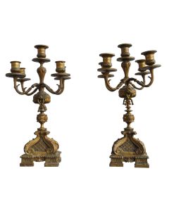 Chandeliers bronze doré époque XIXème (paire)