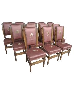 Chaises 1940 soie rose brodée (série de 12)