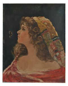 Bohémienne personnage peint à l'huile sur toile XIXème