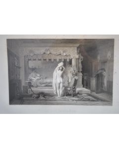 Gravure ancienne femme nue époque XIXème