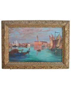 Huile sur toile vue de Venise non signée 1900