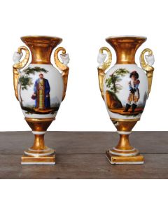 Vases peints porcelaine de Paris XIXème (paire)