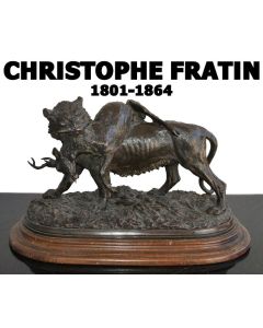 Bronze animalier Cerf et fauve fin XIXème signé Fratin