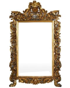 Miroir italien de style rocaille en bois doré d'époque XIXème