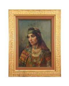 Portrait huile sur toile orientaliste M.D Siciliano fin XIXème