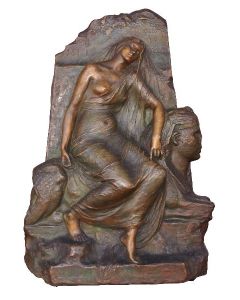 Bas relief bronze légende des ruines Egyptomania Levasseur