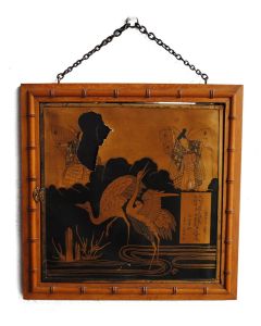 Cadre bambou illustration aux femmes papillons et échassier