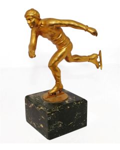 Bronze sportif au patineur en bronze doré 1950