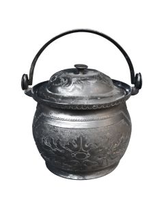 Pot en étain originaire des Indes aux feuillages fin XIXème